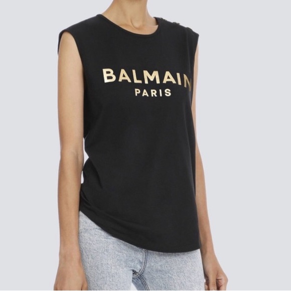 Balmain Tops - NWOT Balmain Cotton Logo Graphic Tank